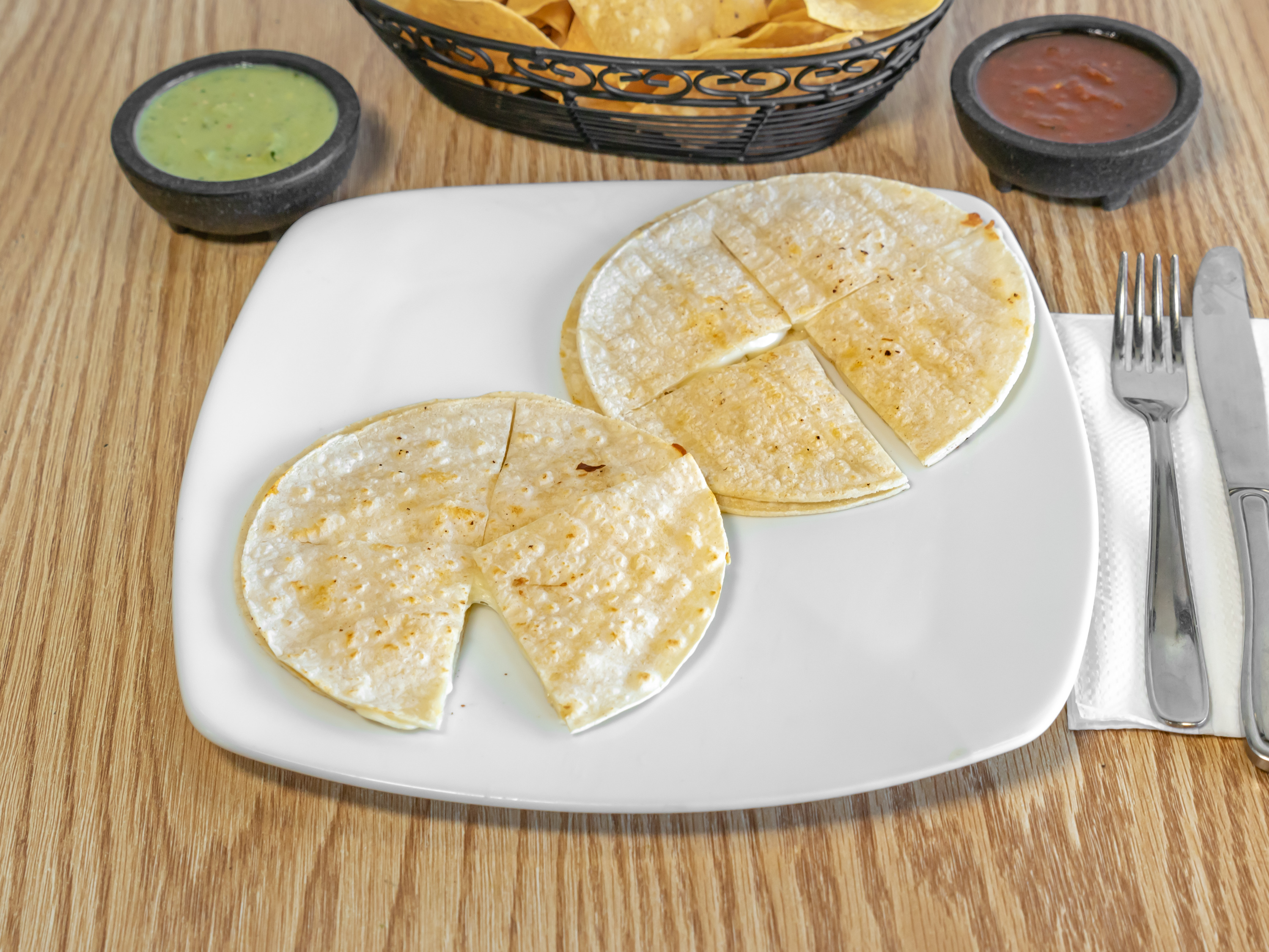 Corn quesadilla with melted cheese