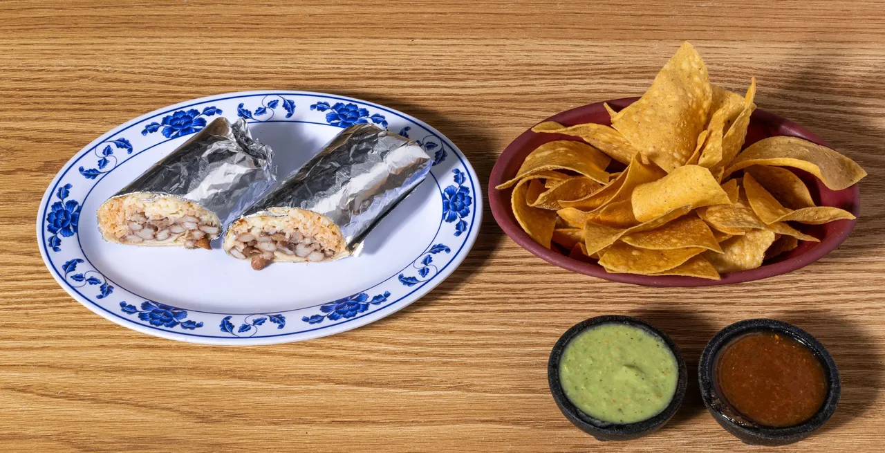 Kids-sized burrito with simple fillings